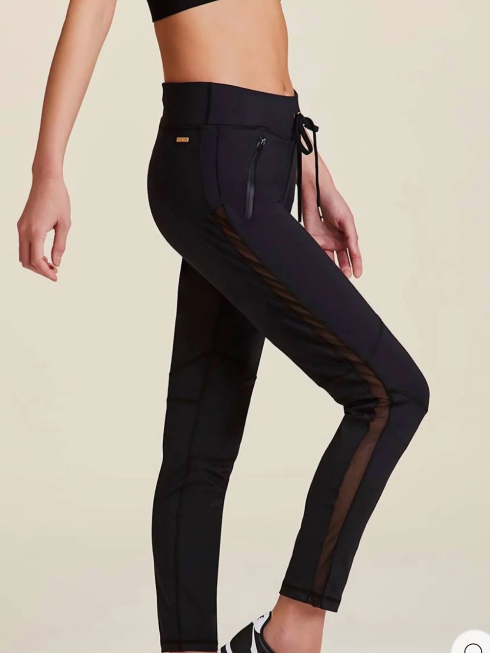Alala Black Mesh-Panel Joggers